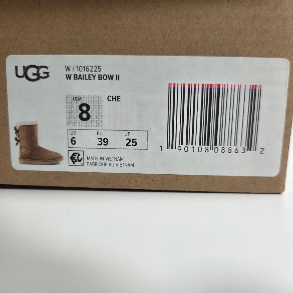 UGG W Bailey Bow II Boots Womens Size 8 Tan Sheepskin Suede Winter - Picture 6 of 9